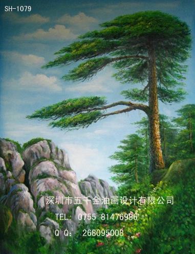 松鹤延年图/迎客松/山水画/风水画