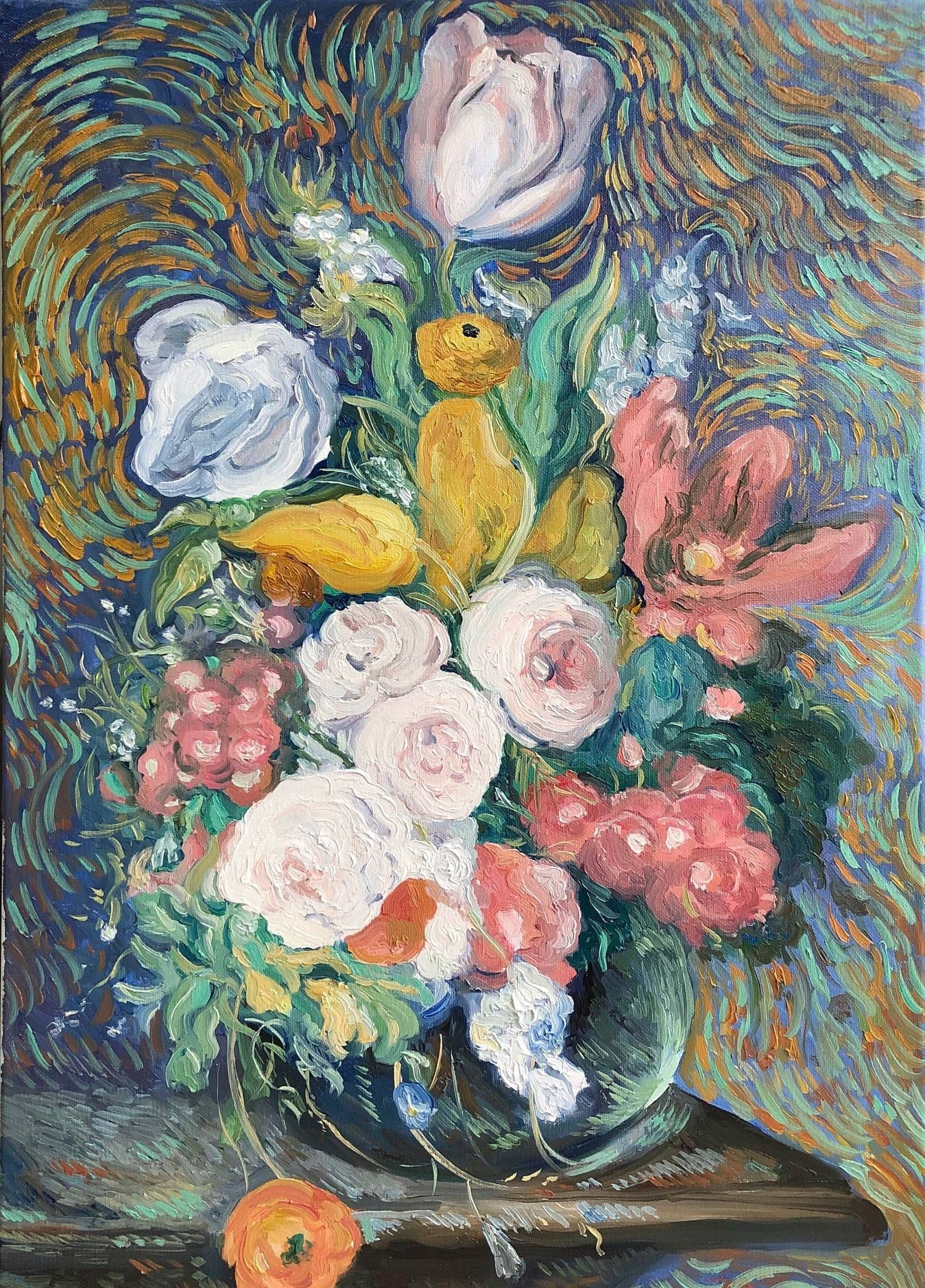 90后年轻画家沈秋斌的花卉油画作品欣赏