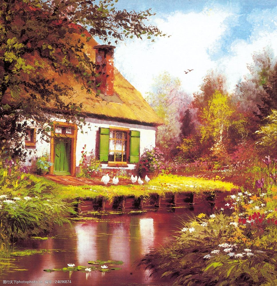 风景油画写生图片