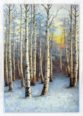 白桦林风景油画 秋日私语的诗意凝固