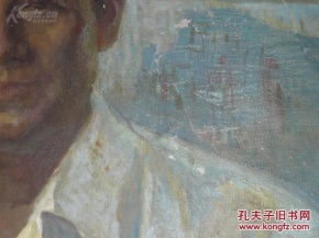 七十年代精品老油画 已故我国早期著名油画家 李宗津 1916 1977 绷框布面油画 人物 58cm 42cm 老东西,收藏品佳